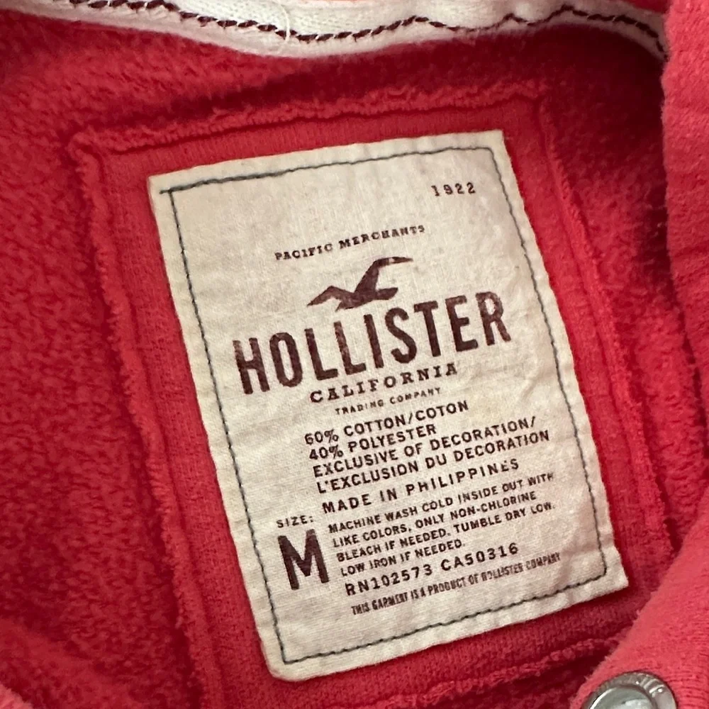 Y2K Hollister Red 'California' Logo Hoodie Sweatshirt - Picture 6 of 9